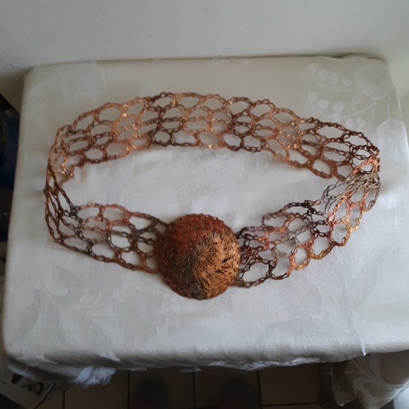 Vintage Bohemian Boho Crochet Woven Belt Copper wires Wide Belt main image 11